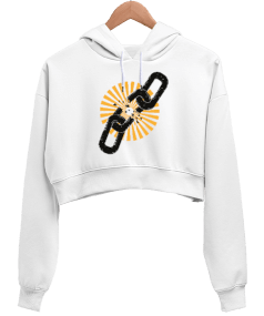 Kır Zincirleri Kadın Crop Hoodie Kapüşonlu Sweatshirt