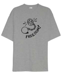 Kır Zincirleri - Pranga - Freedom Gri Oversize Unisex Tişört