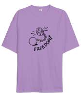 Kır Zincirleri - Pranga - Freedom Lila Oversize Unisex Tişört - Thumbnail