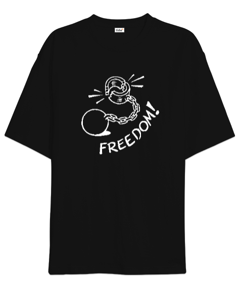 Tisho - Kır Zincirleri - Pranga - Freedom Siyah Oversize Unisex Tişört