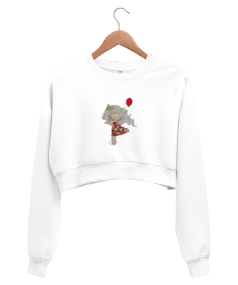 KIRMIZI BALON Kadın Crop Sweatshirt