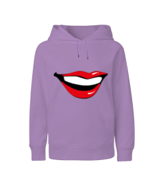 Kırmızı dudak baskılı kız Çocuk Unisex Hoodie Kapüşonlu