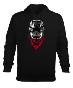 Kırmızı flarlı köpek Siyah Erkek Kapüşonlu Hoodie Sweatshirt