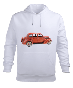 Kırmızı klasik arabalı Erkek Kapüşonlu Hoodie Sweatshirt