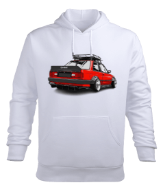 Kırmızı spor araba baskılı Erkek Kapüşonlu Hoodie Sweatshirt