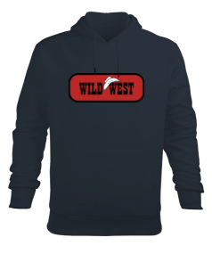 kırmızı wild west Erkek Kapüşonlu Hoodie Sweatshirt