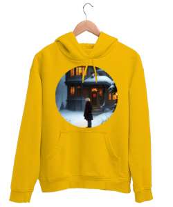 Kış Sarı Unisex Kapşonlu Sweatshirt