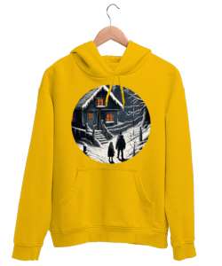 Kış Sarı Unisex Kapşonlu Sweatshirt