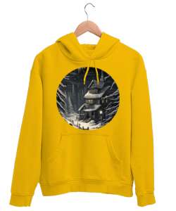 Kış Sarı Unisex Kapşonlu Sweatshirt