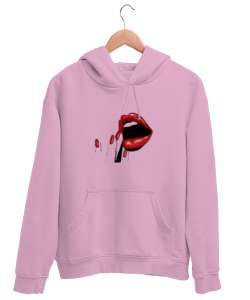 KİSS Pembe Unisex Kapşonlu Sweatshirt