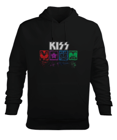 Kiss Tasarım Baskılı Erkek Kapüşonlu Hoodie Sweatshirt