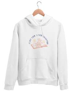 kitap sever Beyaz Unisex Kapşonlu Sweatshirt