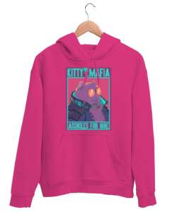 Kitty Mafia Fuşya Unisex Kapşonlu Sweatshirt