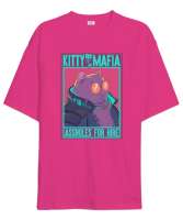 Kitty Mafia II Fuşya Oversize Unisex Tişört - Thumbnail