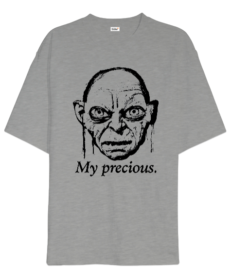 Kıymetlimis Gollum Lotr Tolkien Gri Oversize Unisex Tişört