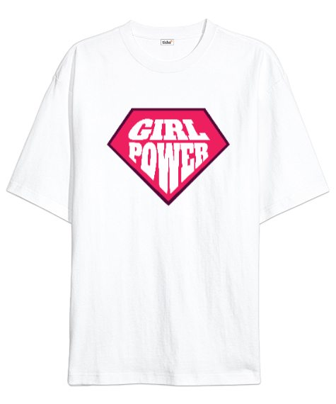 Tisho - Kız Gücü - Girl Power v3 Beyaz Oversize Unisex Tişört