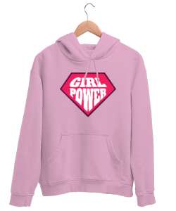 Kız Gücü - Girl Power v3 Pembe Unisex Kapşonlu Sweatshirt