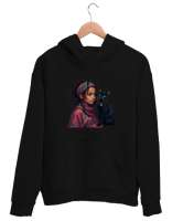 Kiz Siyah Unisex Kapşonlu Sweatshirt - Thumbnail