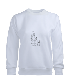 Kız ve kedi Kadın Sweatshirt