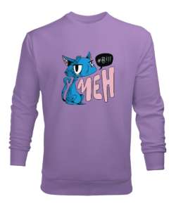 Kızgın Kedi Lila Erkek Sweatshirt