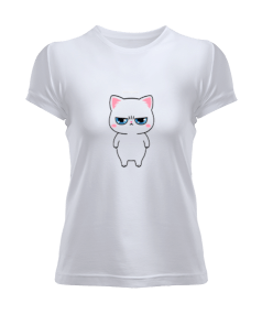 Kızgın kedi tasarımlı Kadın Tişört