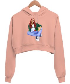 Kizil sacli kiz Kadın Crop Hoodie Kapüşonlu Sweatshirt