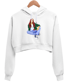 Kizil sacli kiz Kadın Crop Hoodie Kapüşonlu Sweatshirt