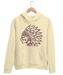 Kızılderili Krem Unisex Kapşonlu Sweatshirt