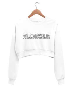 Klcarsln Beyaz Kadın Crop Sweatshirt