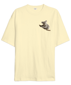 Koala kremrengi Oversize Unisex Tişört