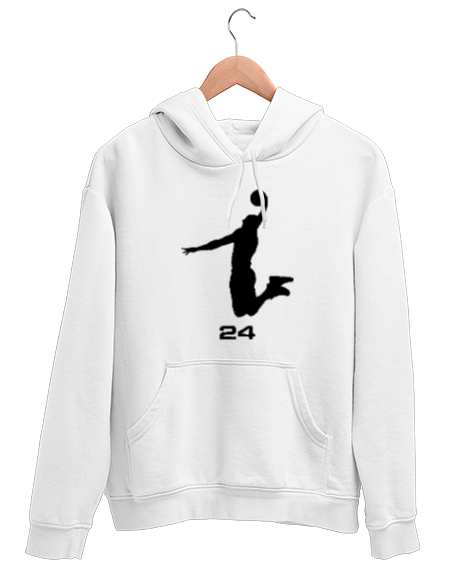 Tisho - Kobe 24 Beyaz Unisex Kapşonlu Sweatshirt