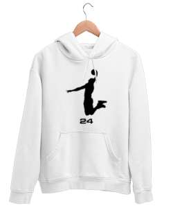 Kobe 24 Beyaz Unisex Kapşonlu Sweatshirt