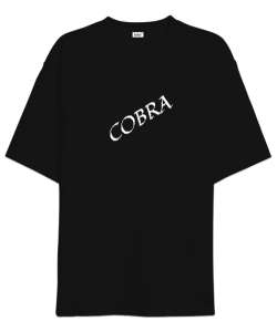 Kobra Yılan Resim Siyah Oversize Unisex Tişört