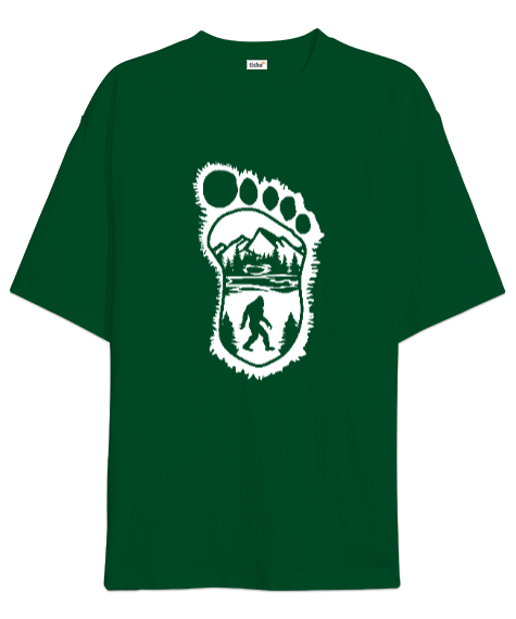 Tisho - Koca Ayak - Big Foot - Yeti Çimen Yeşili Oversize Unisex Tişört