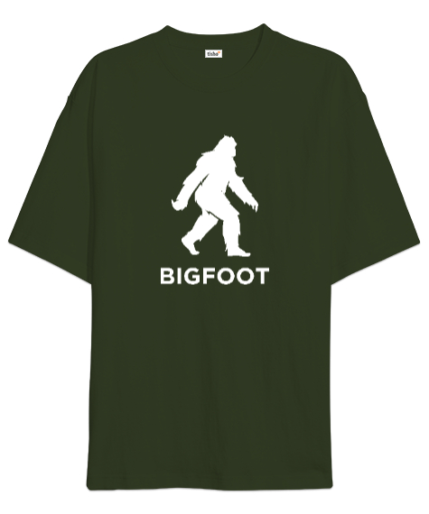 Tisho - Koca Ayak - Big Foot - Yeti v2 Haki Yeşili Oversize Unisex Tişört