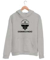 Komando - Commando Gri Unisex Kapşonlu Sweatshirt - Thumbnail