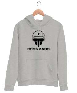 Komando - Commando Gri Unisex Kapşonlu Sweatshirt