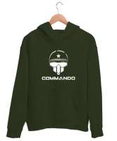 Komando - Commando Haki Yeşili Unisex Kapşonlu Sweatshirt - Thumbnail