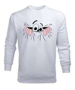 Komik Çizgiler Peak Eyes Beyaz Erkek Sweatshirt