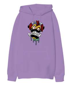 Komik Fantastik Surat Lila Oversize Unisex Kapüşonlu Sweatshirt