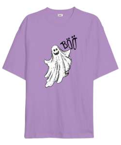 Komik Hayalet - Ghost - Böö Lila Oversize Unisex Tişört