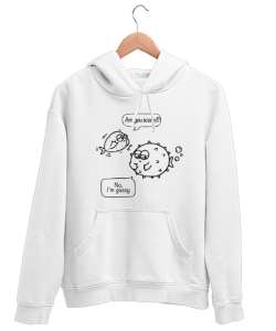 Komik Karikatür Balık Sohbeti - Fish Beyaz Unisex Kapşonlu Sweatshirt