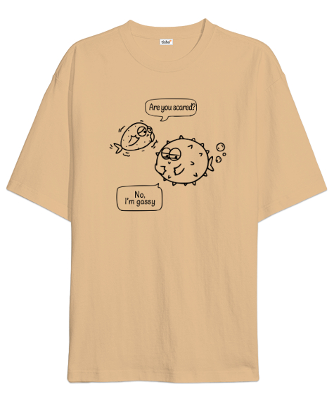 Tisho - Komik Karikatür Balık Sohbeti - Fish Camel Oversize Unisex Tişört