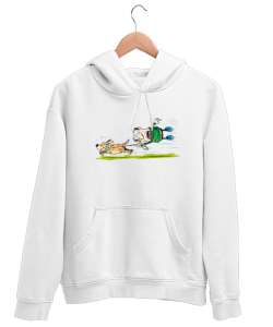 Komik Karikatür Beyaz Unisex Kapşonlu Sweatshirt