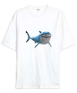 Komik Köpekbalığı - Shark Beyaz Oversize Unisex Tişört