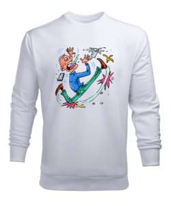 Komik Sakar Adam Beyaz Erkek Sweatshirt