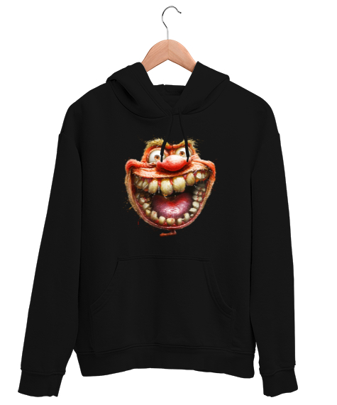 Tisho - Komik Surat - Face V3 Siyah Unisex Kapşonlu Sweatshirt