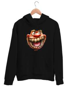 Komik Surat - Face V3 Siyah Unisex Kapşonlu Sweatshirt