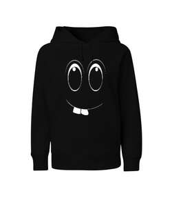 Komik Surat Siyah Çocuk Unisex Hoodie Kapüşonlu