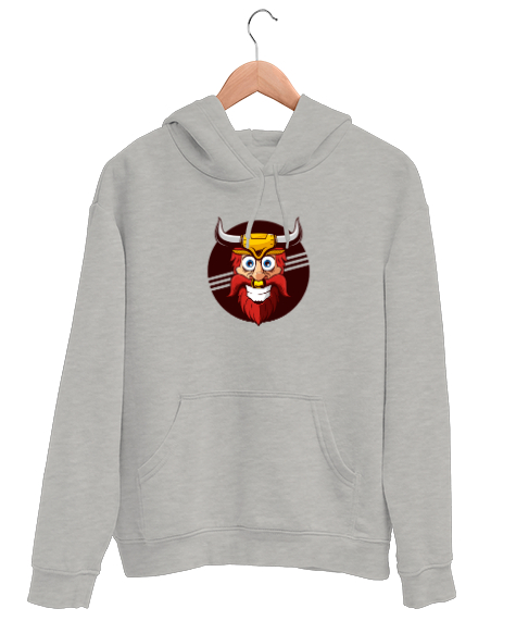 Tisho - Komik Viking Savaşçısı Gri Unisex Kapşonlu Sweatshirt